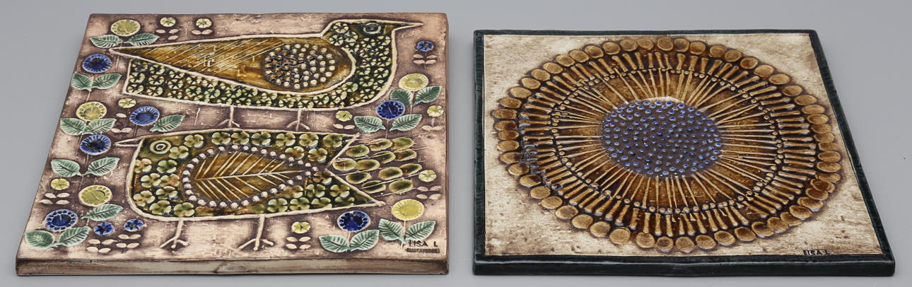 VÄGGPLAKETTER, 2 st, stengods, Lisa Larson, Gustavsberg.