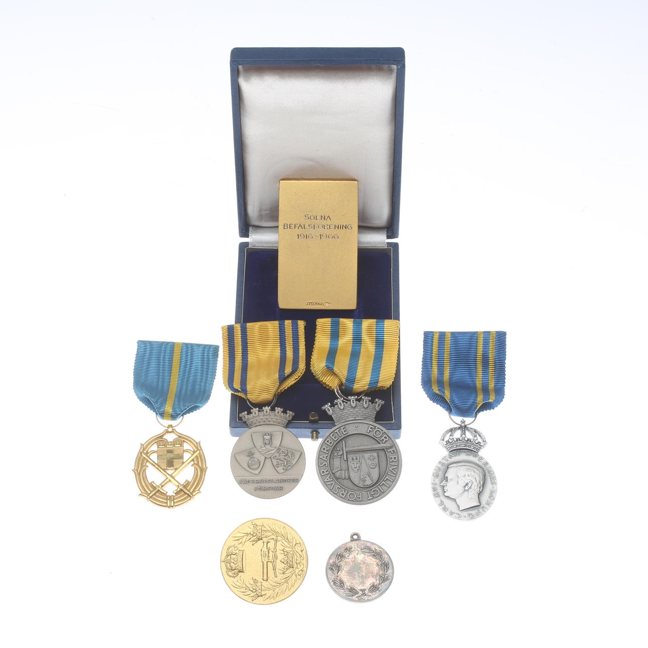 MEDALJER, 7 st, silver, Sverige, total vikt ca. 147,5 gram.