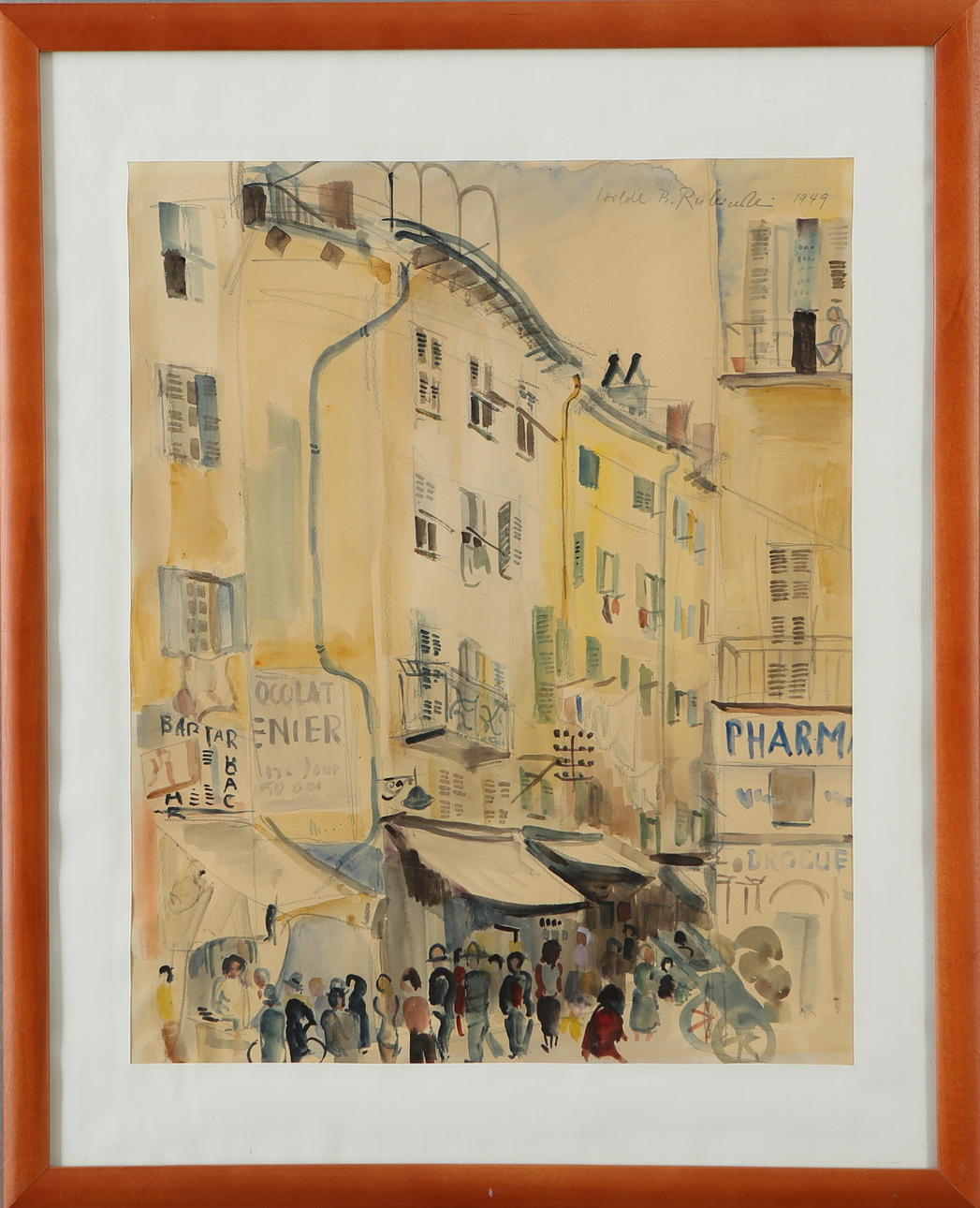 HILDE RUBINSTEIN. Stadtmotiv, Aquarell, signiert.