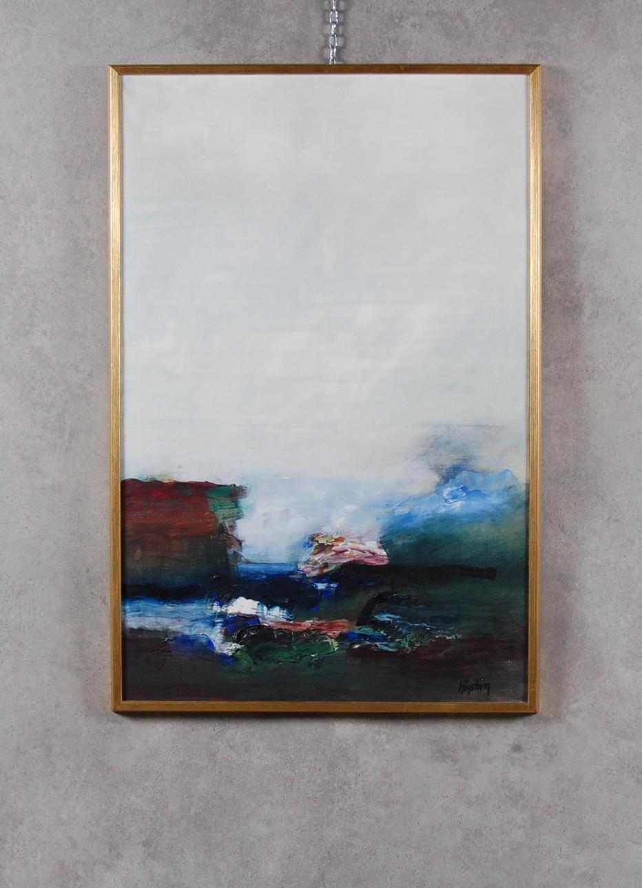 KJELL HÖGSTRÖM. olja på duk, landskap, signerad.