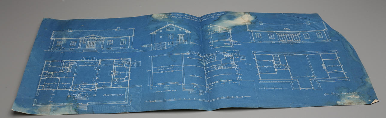 MÖBEL- och HUSRITNINGAR, bla Simon Gates hus i Orrefors.