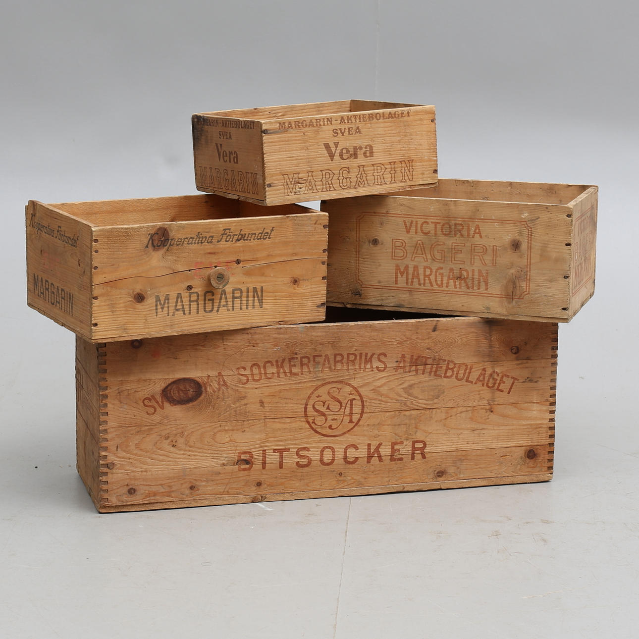 SOCKERLÅDA, samt MARGARINLÅDOR, (3), 1900-tal.
