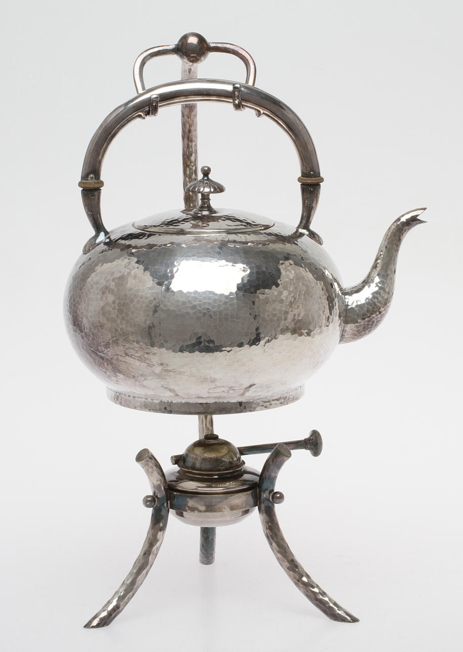 TEKANNA MED RÉCHAUD, nysilver, stmpl L&MV Danmark.