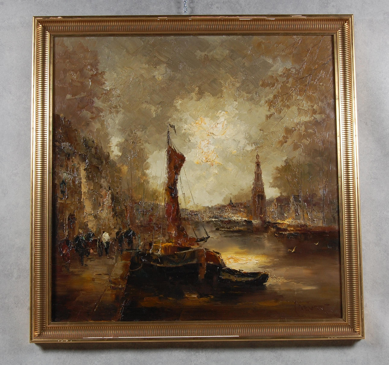 JOHN BEVORT. olja på duk " Amsterdam " signerad.