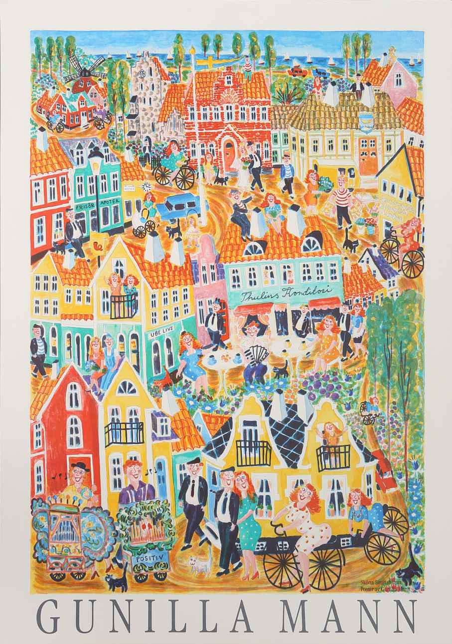 GUNILLA MANN. poster, "Sköna Simrishamn".