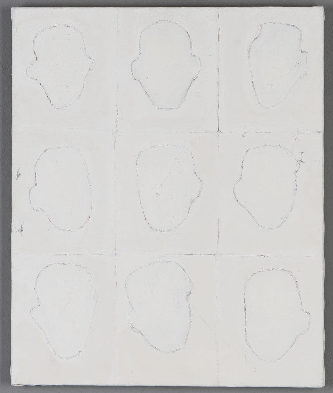 ANITA ADOLFSSON. "Faces", blandteknik på duk, signerad a tergo 1997.