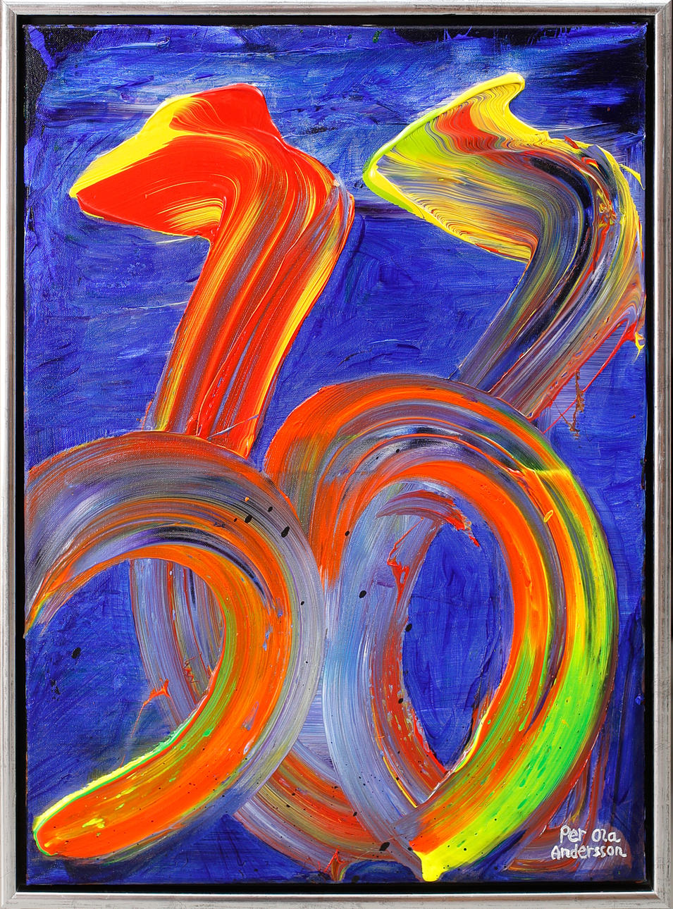 PER OLA ANDERSSON. oil on canvas, abstract composition, signed.