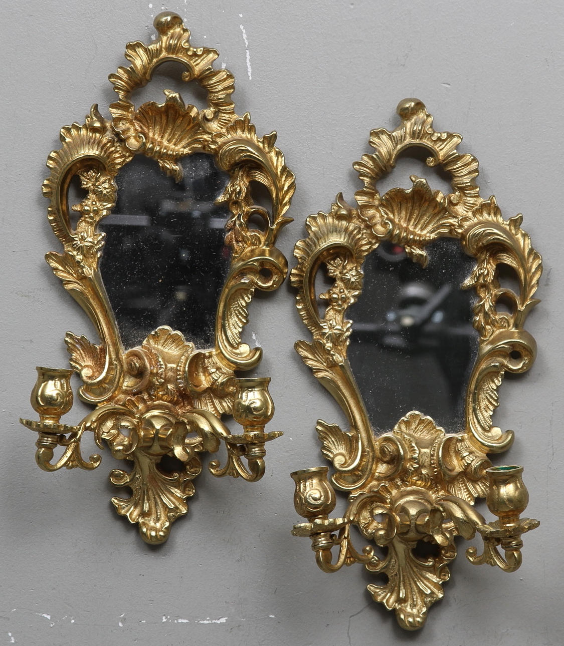 SPEGELLAMPETTER, ett par, rokokostil, 1900-tal.