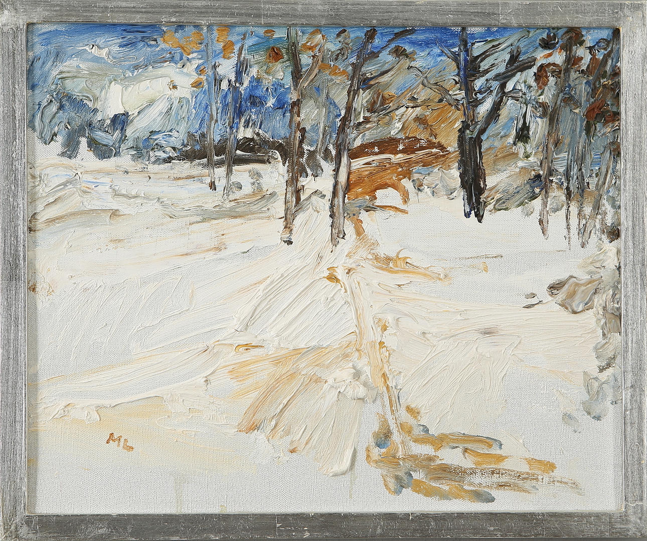 MARTIN LINDBERG. "Vinter", olja på duk, monogramsignerad.