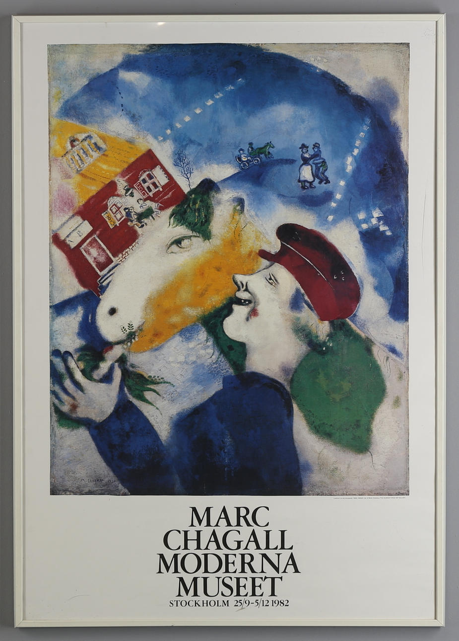 MARC CHAGALL. efter, utställningsaffisch, Moderna museet, 1982.