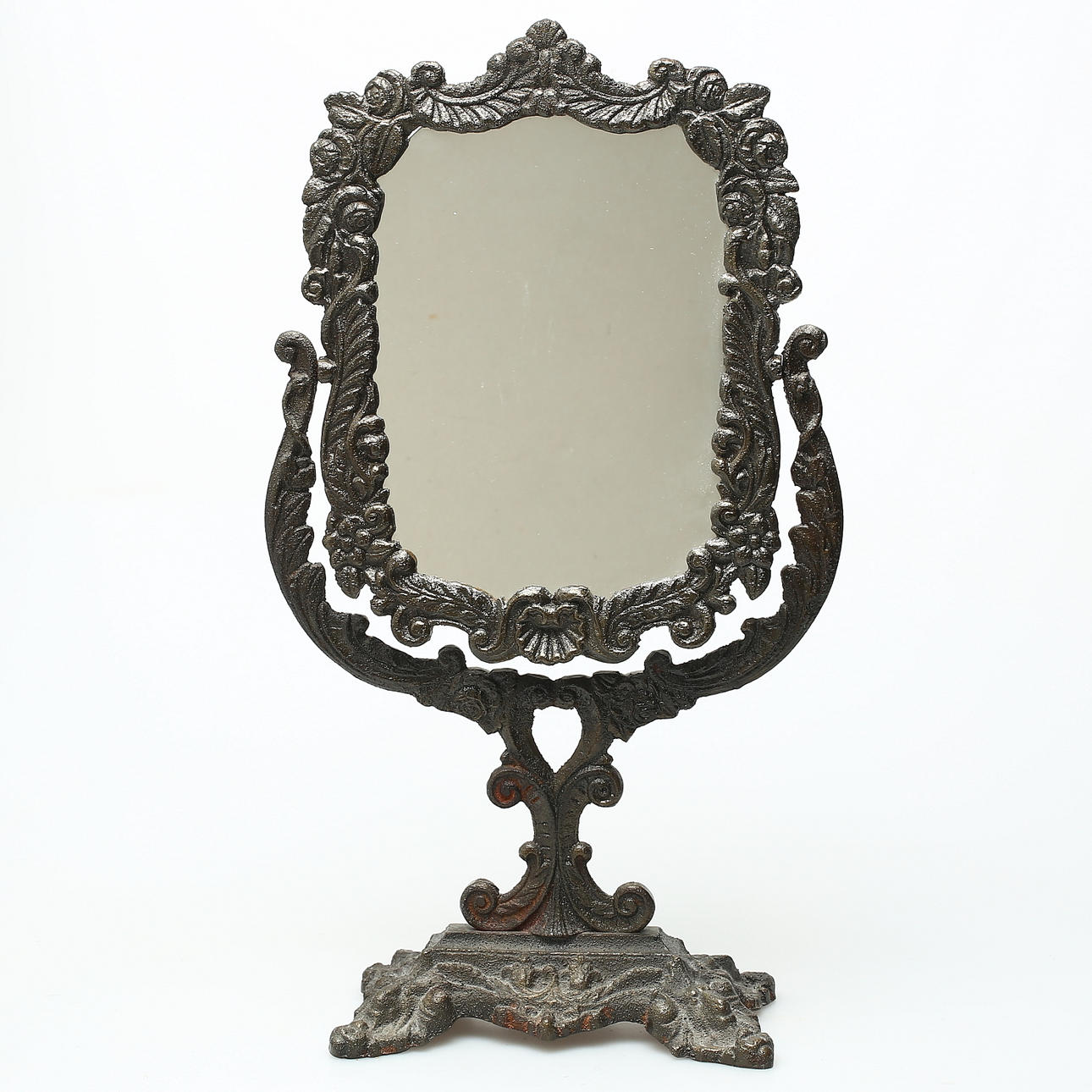 TABLE MIRROR, cast iron, 20th century.