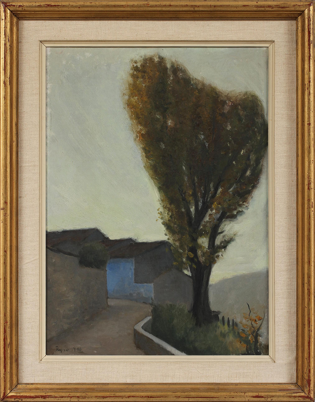 RYNO FRIBERG. Olja på pannå, signerad 1946.