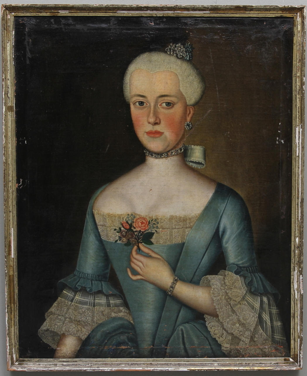 OKÄND KONSTNÄR. Olja på duk, "Porträtt av Baronessan Marianne Henriette Guillemette de Seyffertitz. 1700 tal.