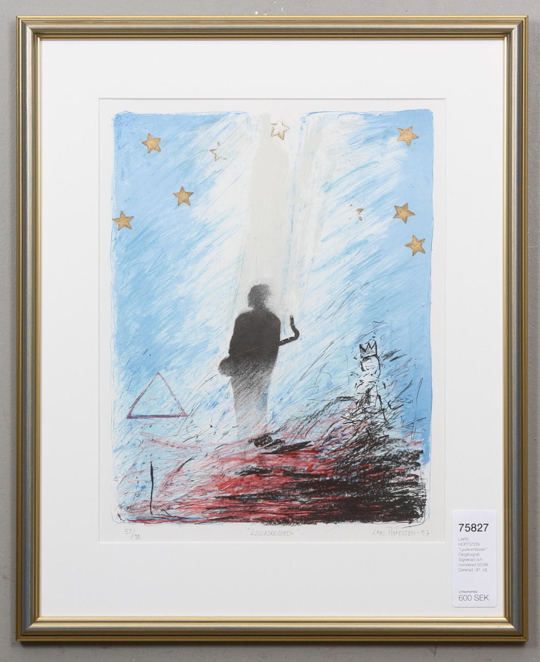 LARS HOFFSTEN. "Ljuskorridoren". Färglitografi. Signerad och numrerad 55/98. Daterad -97.