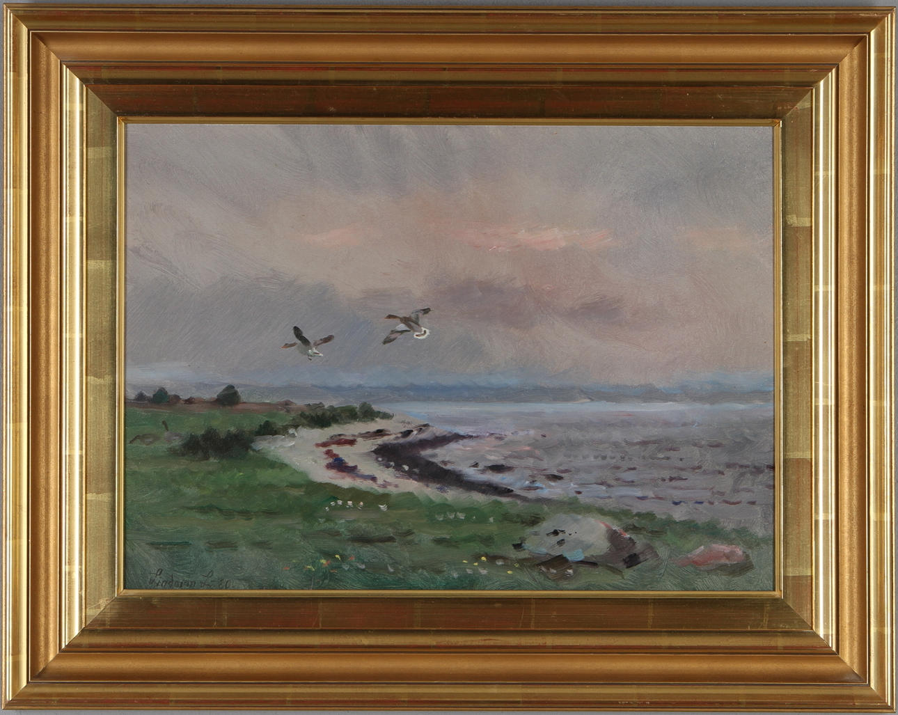 LINDORM LILJEFORS. Grågäss, olja på pannå, signerad och daterad -80.