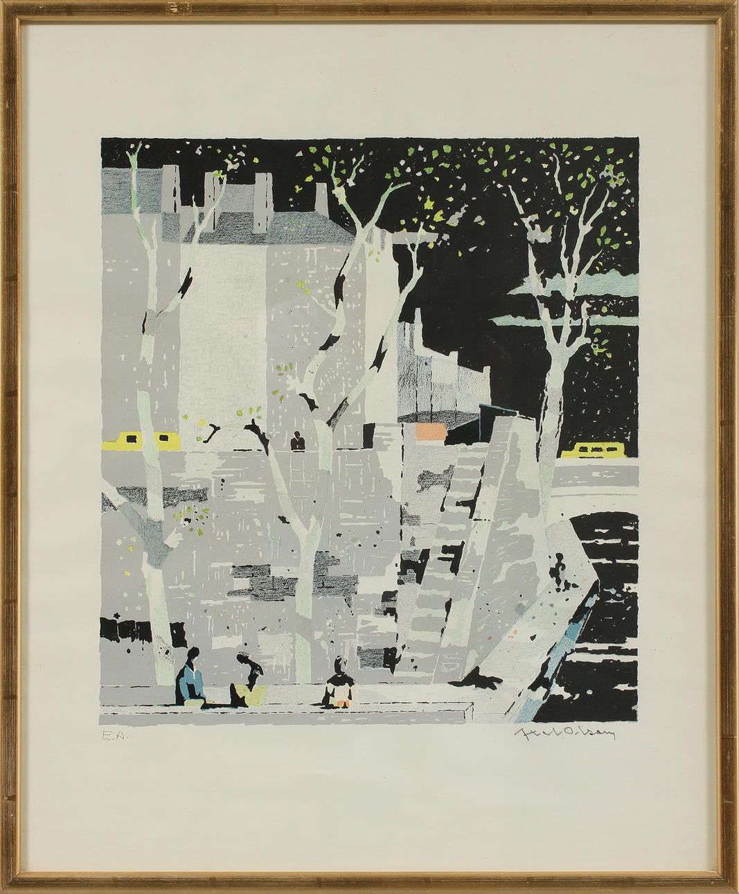 AXEL OLSON. Färglitografi, signerad, E.A.
