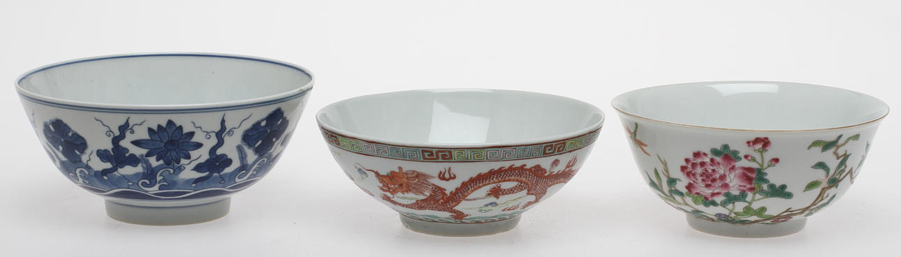 SKÅLAR, 3 st, porslin, Kina.