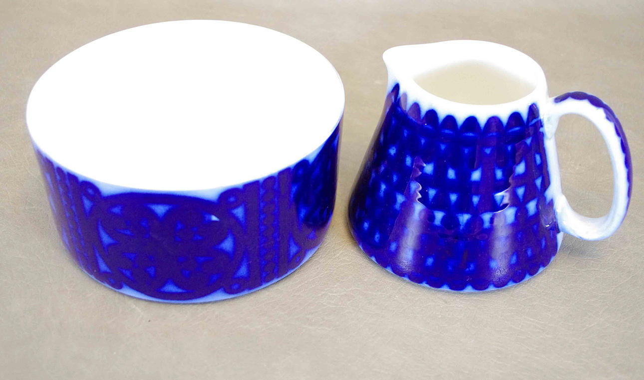 SKÅL SAMT BRINGARE, "Blå Husar", Stig Lindberg, Gustavsberg.