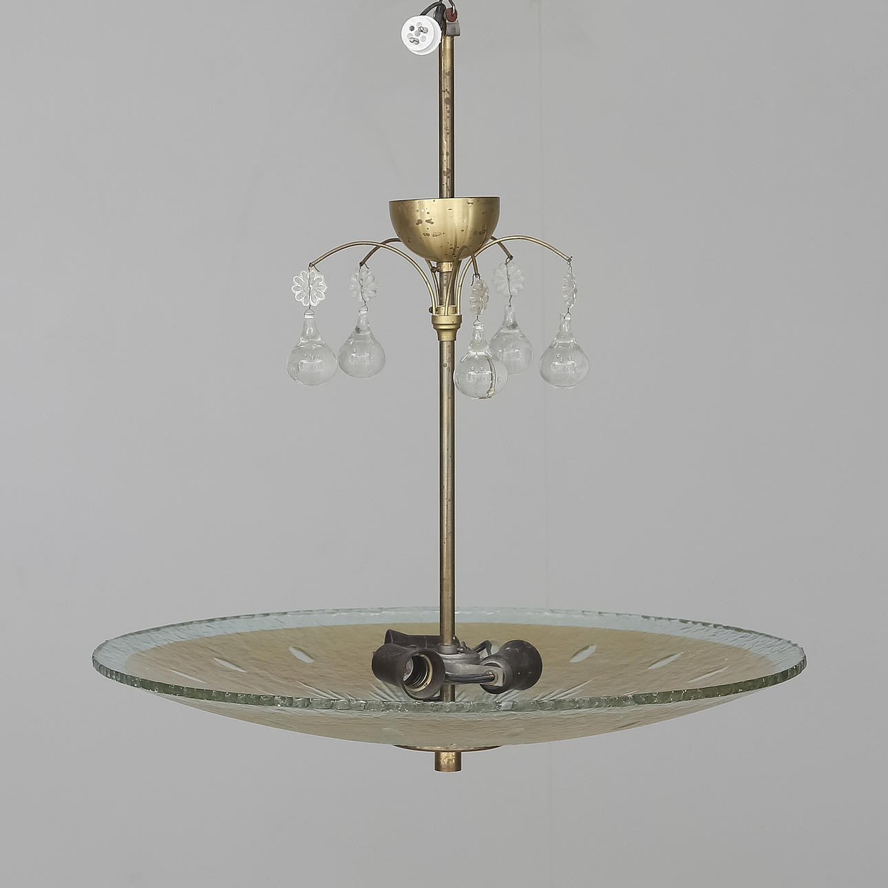 CEILING LAMP, glass, 1930s/40s.