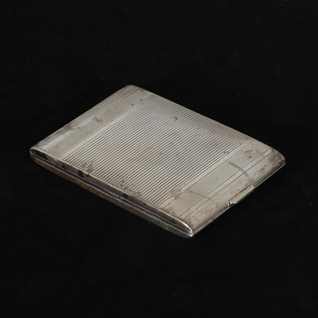 CIGARETTE CASE silver, Swedish import stamps 1940s.