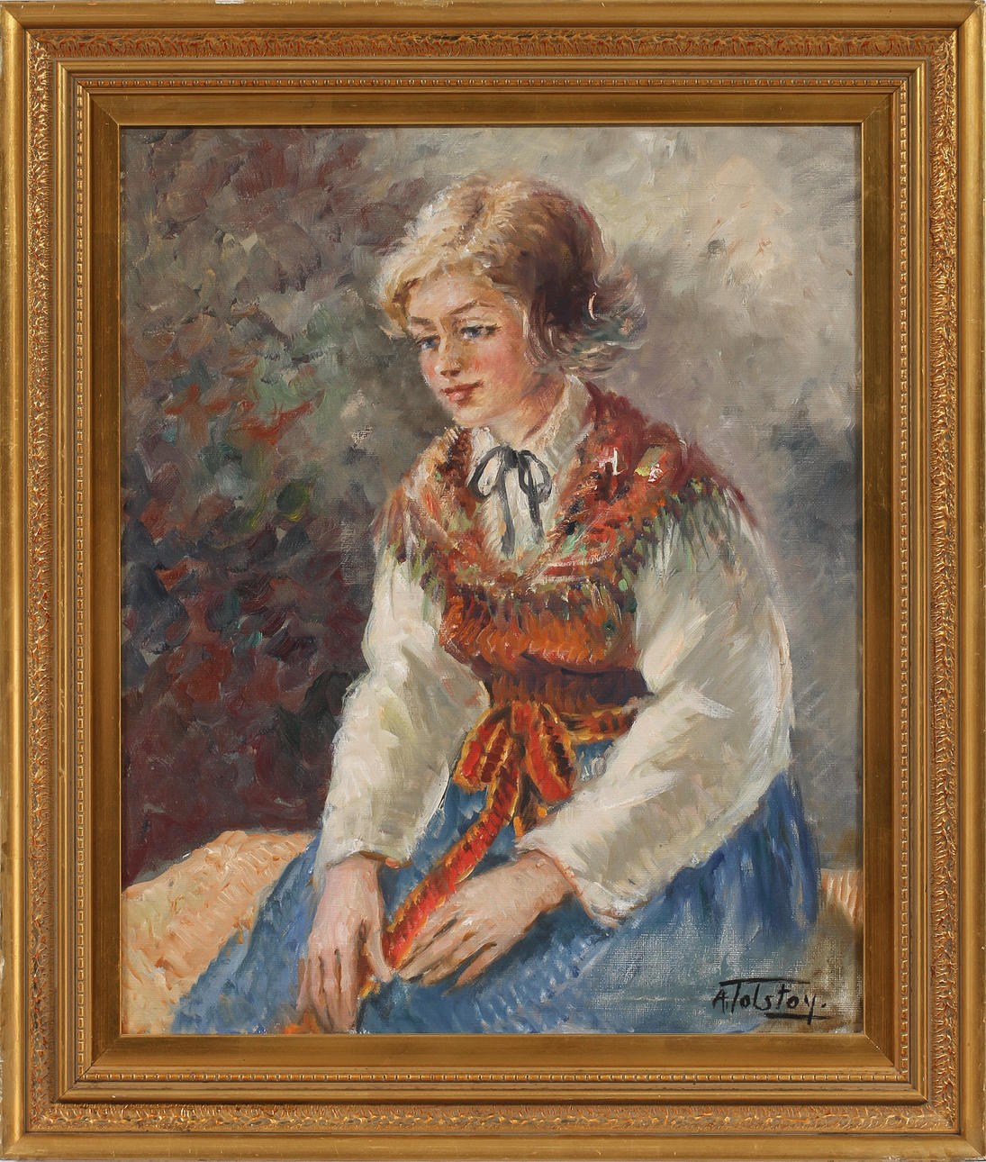 ALEXANDER TOLSTOY. Olja på duk. Signerad.