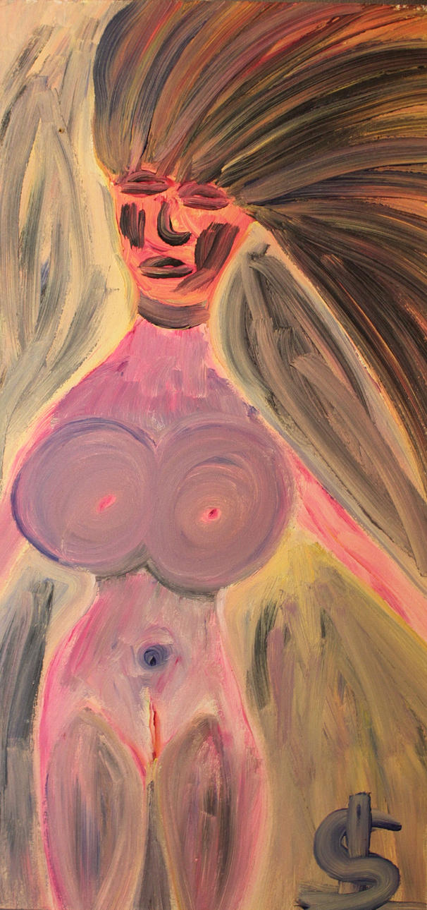 SLAJ LENGARC. Modell. Akryl på duk. Signerad S L.