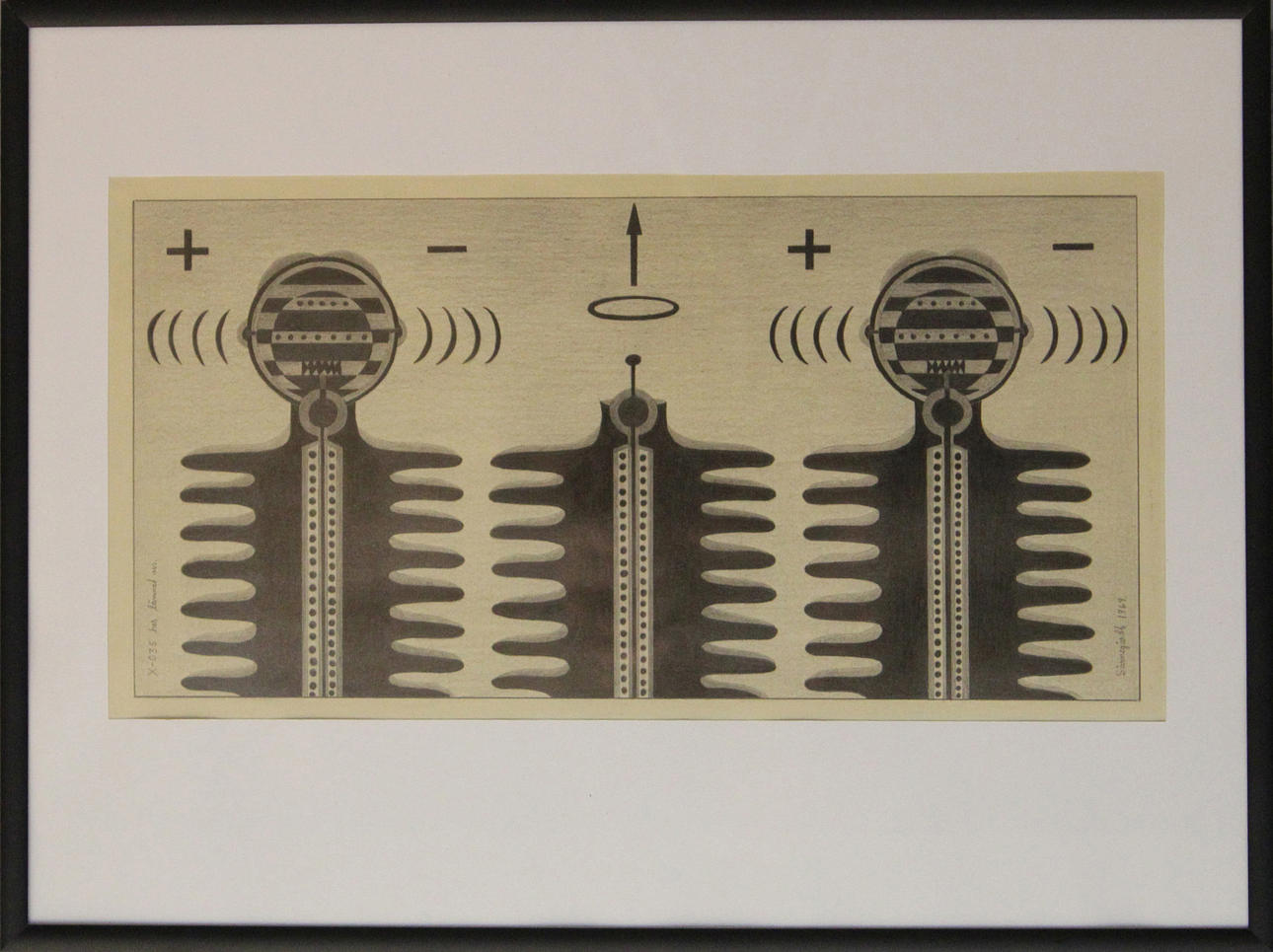 ULF SÄRNEGÅRDH. X-035 har lämnat oss. Blyerts. Signerad Särnegårdh och daterad 1969.