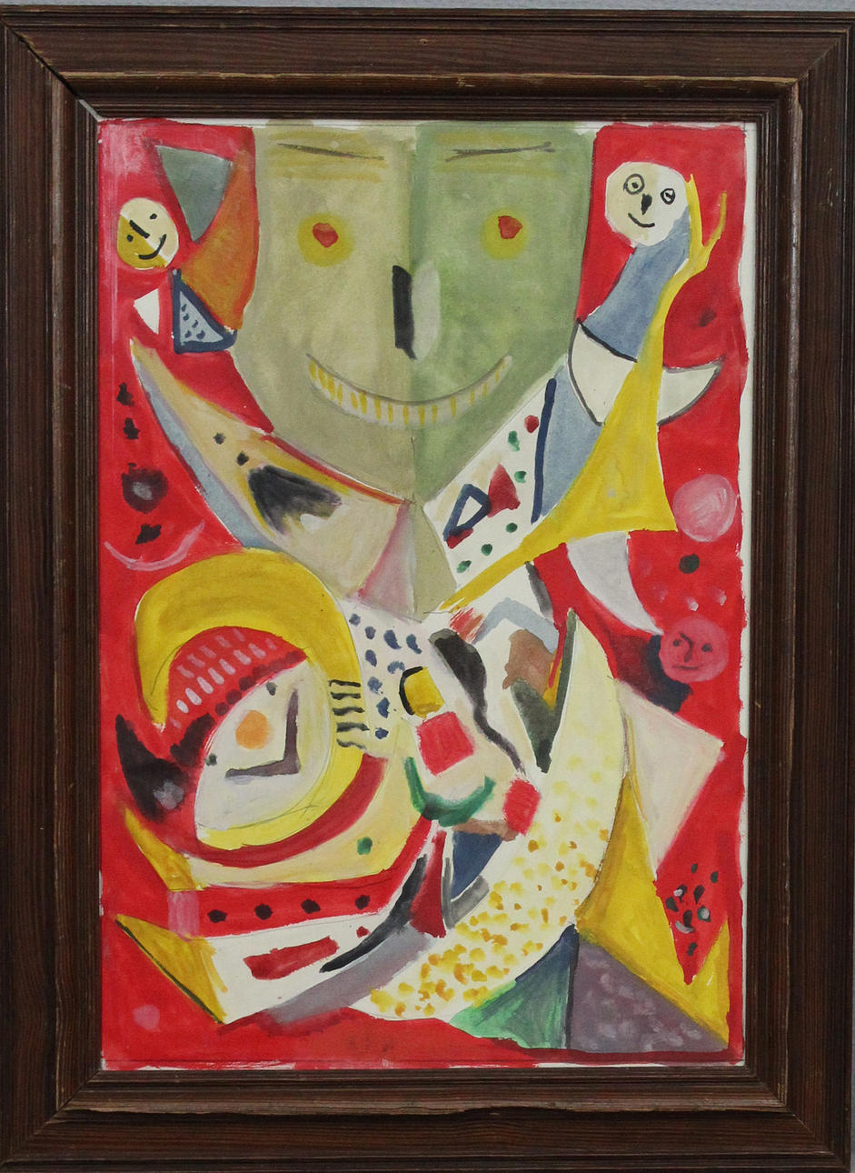 OKÄND KONSTNÄR. Ansikten. Blandteknik. Osignerad.