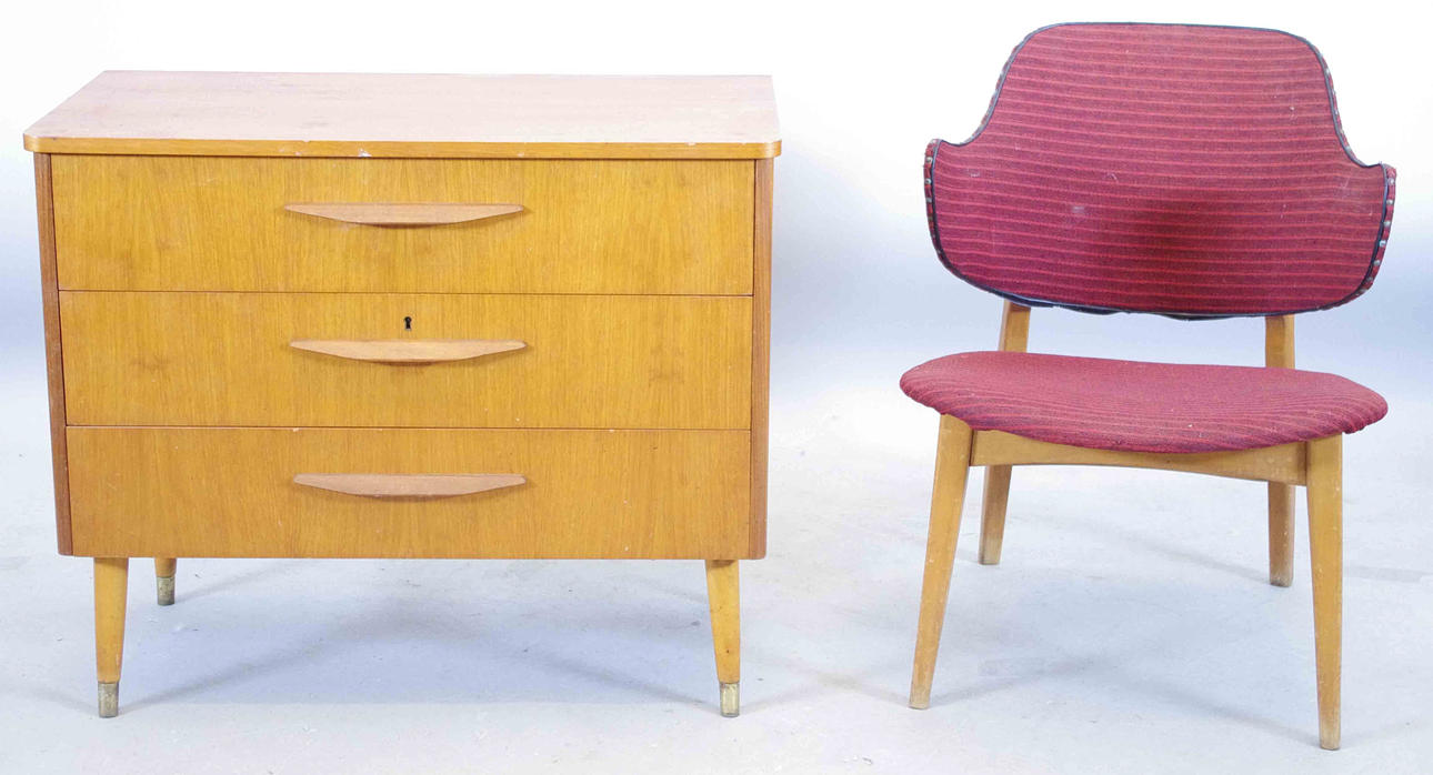 BYRÅ SAMT STOL, 1950-tal.