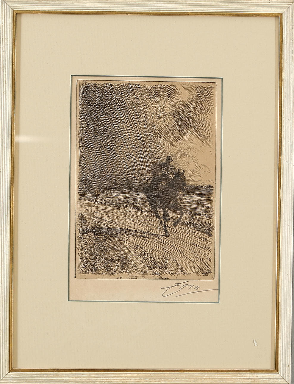 ANDERS ZORN. "Storm Storm", radering, signeret.