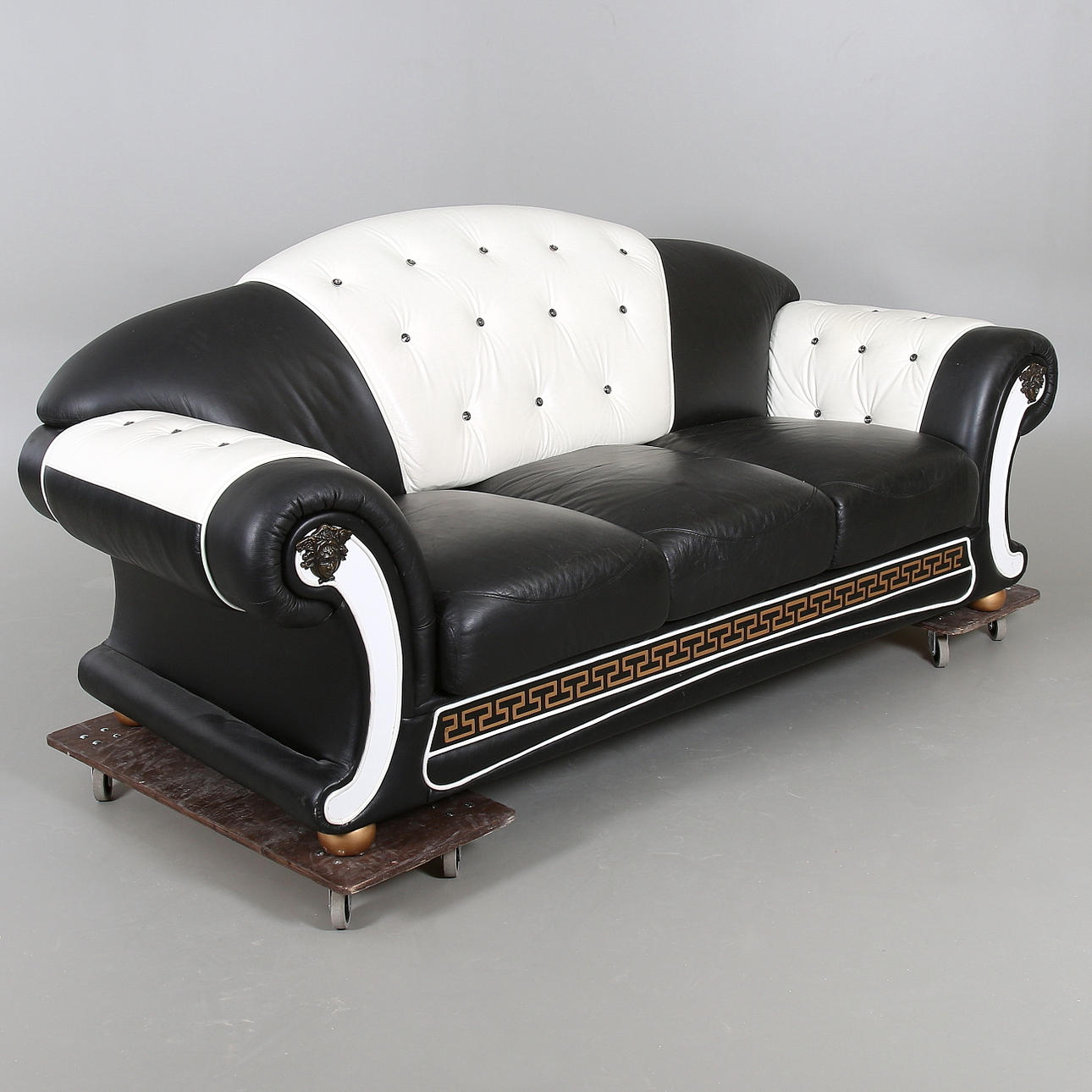 SOFA, nahka, "Versace", mustavalkoinen, Italia, 1900/2000.