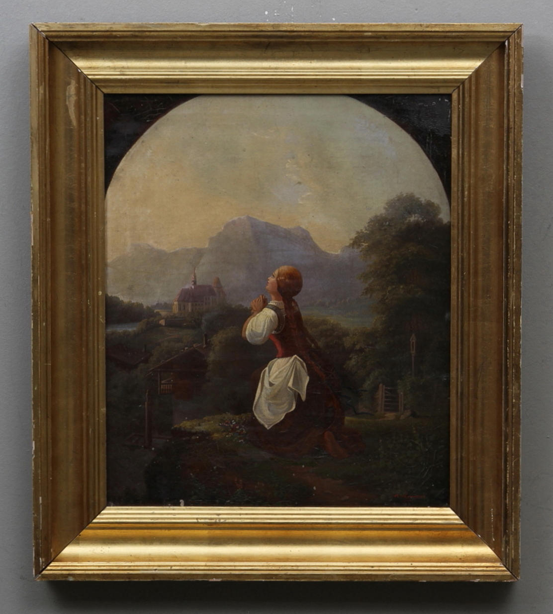 A VON EINSIEDEL. Flicka på klippa. Olja på duk. Signerad A .v Einseidel och daterad 1862.