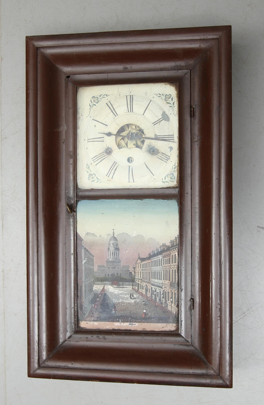 VÄGGUR med kolorerat tryck, 1800-tal.