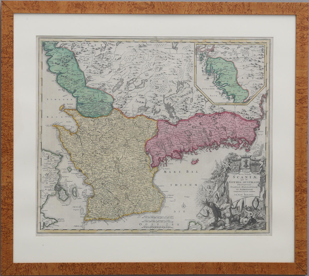 KORT OVER SKÅNE, HALLAND OG BLEKINGE.