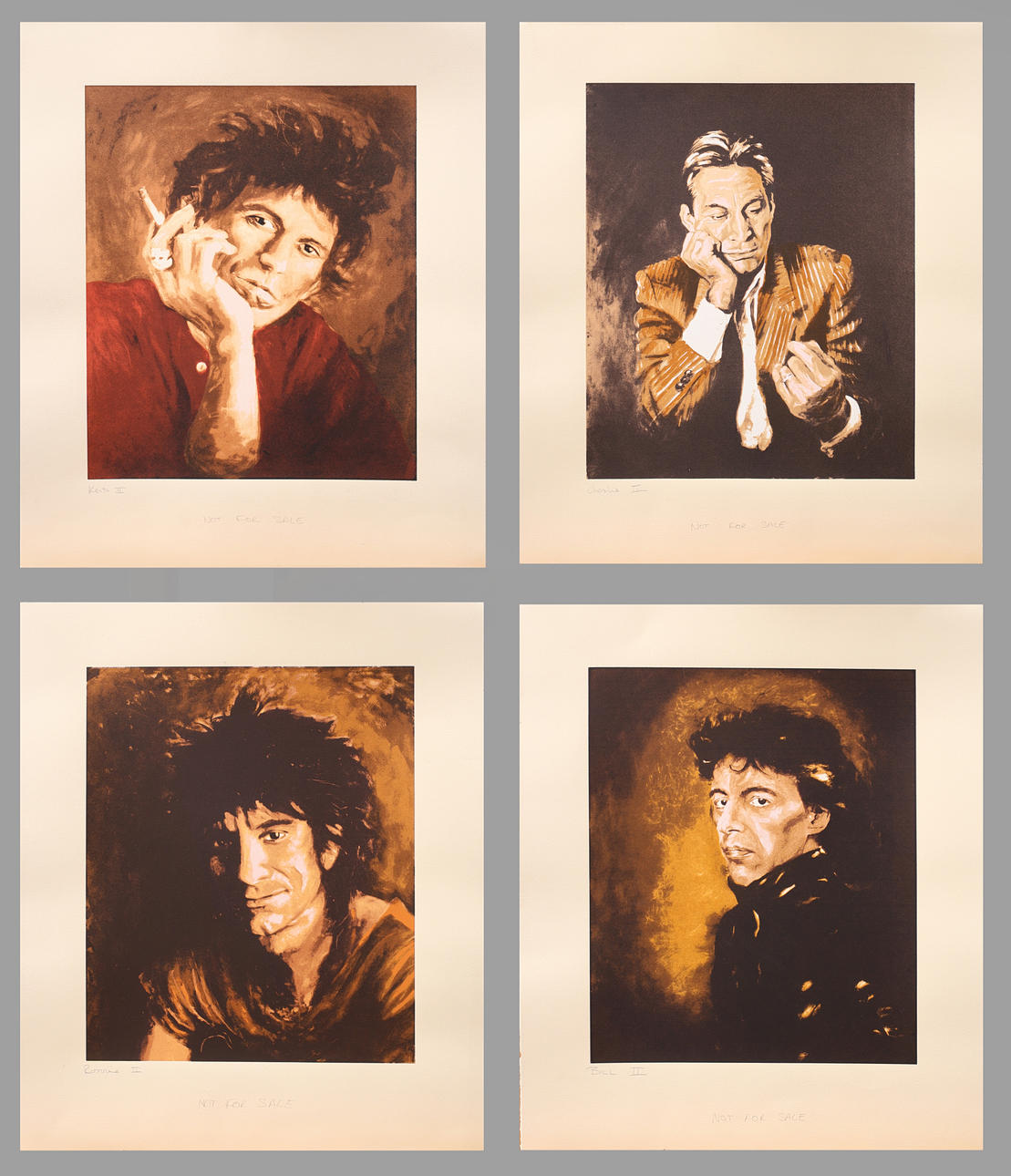 RONNIE WOOD, 4 color lithographs, unsigned.