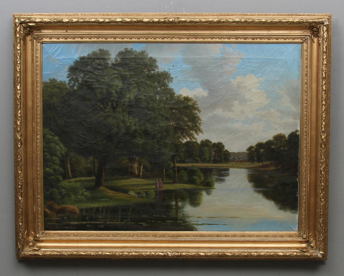 CHRISTIAN BERTHELSEN. TILLSKRIVEN. "Parti fra Dyrhaven". Olja på duk. Osignerad.