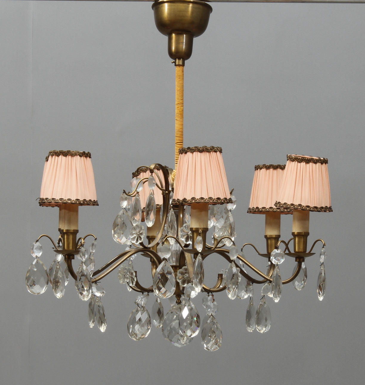 LJUSKRONA, 6 st ljusarmar, rokokostil, 1900-tal.