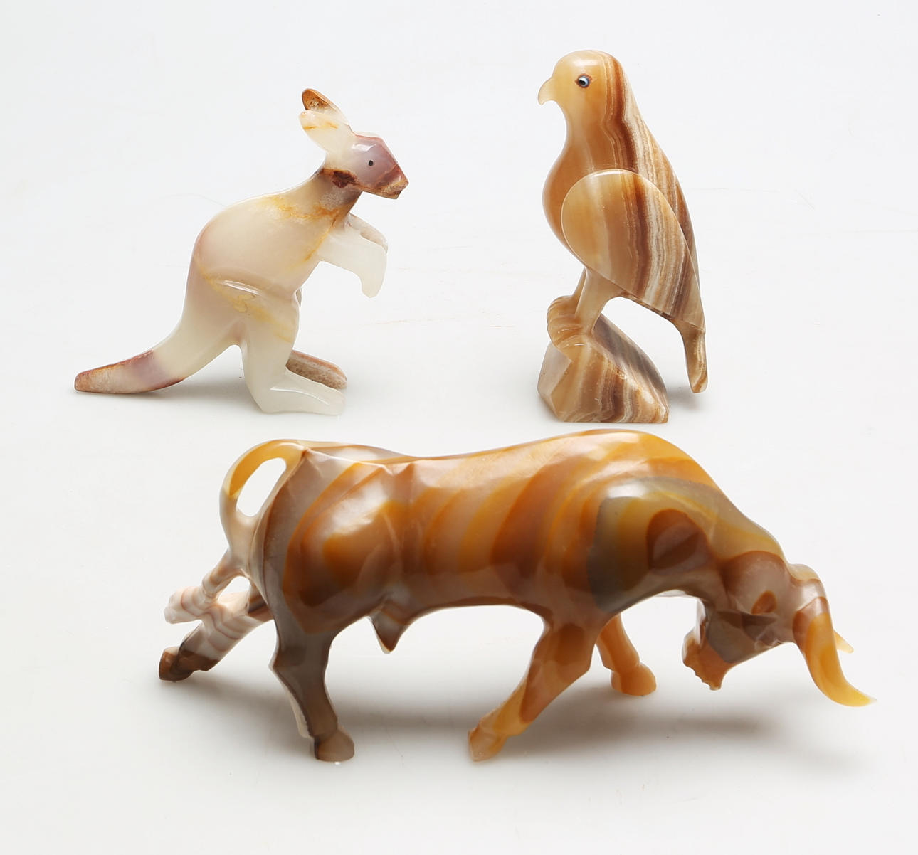 FIGURINER, 3 st, djur, sten.