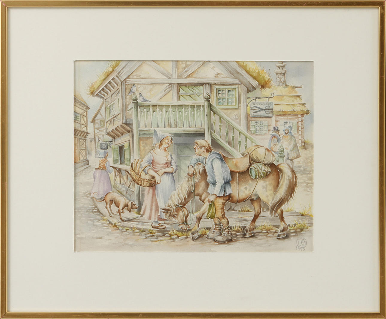 LARS CARLSSON. Figure scene, watercolour, signed and dated 1953.