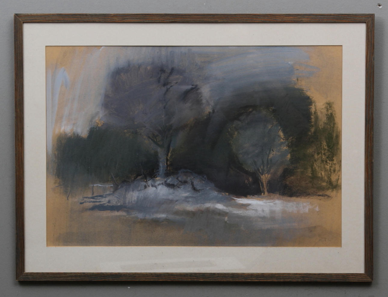 EUGEN KASK. Landskap med träd, Pastell. Signerad och daterad -84.