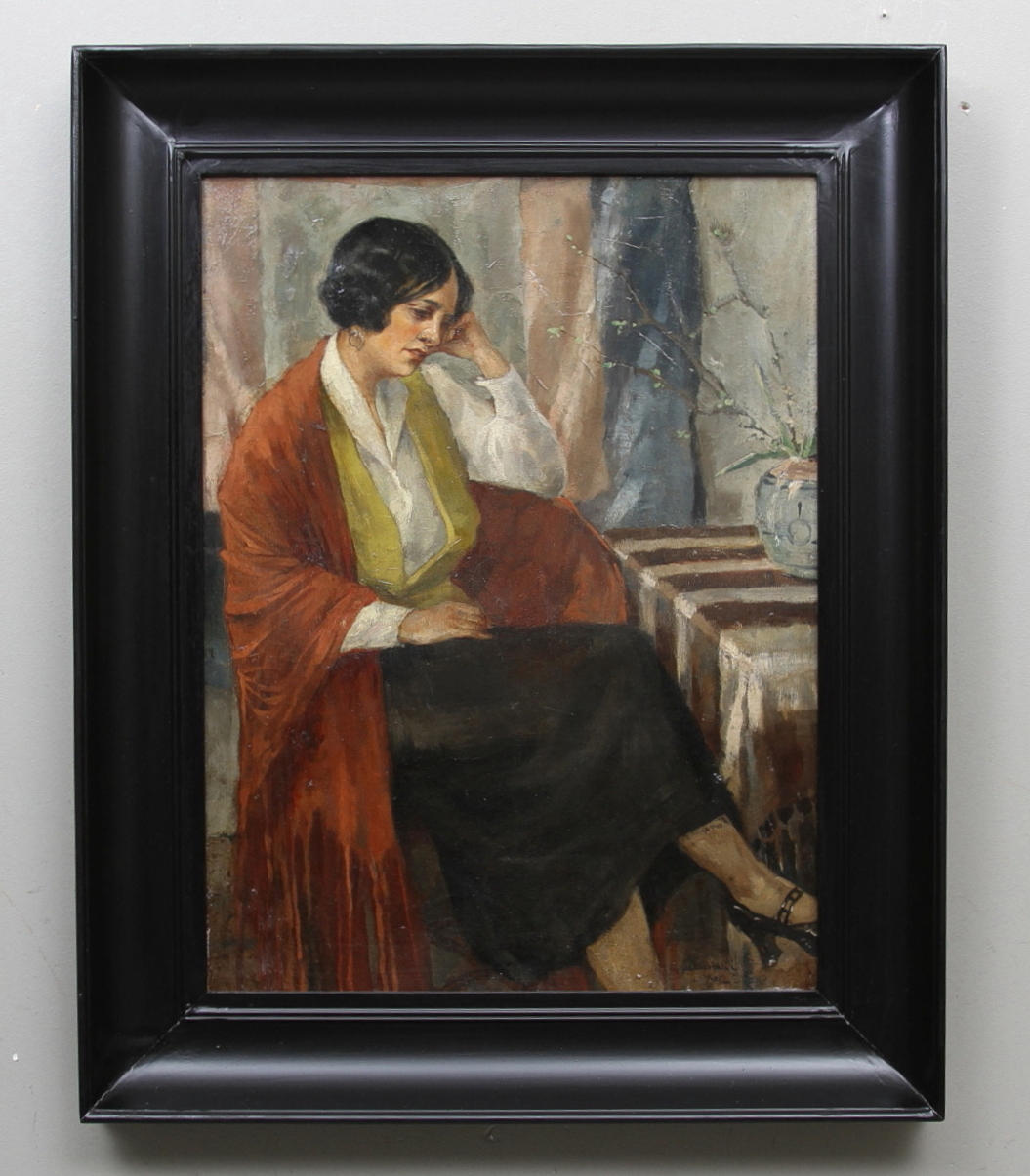 GRETA GERELL. Self-portrait in full figure. Oil on canvas. Signed Gerell and dated 1925.