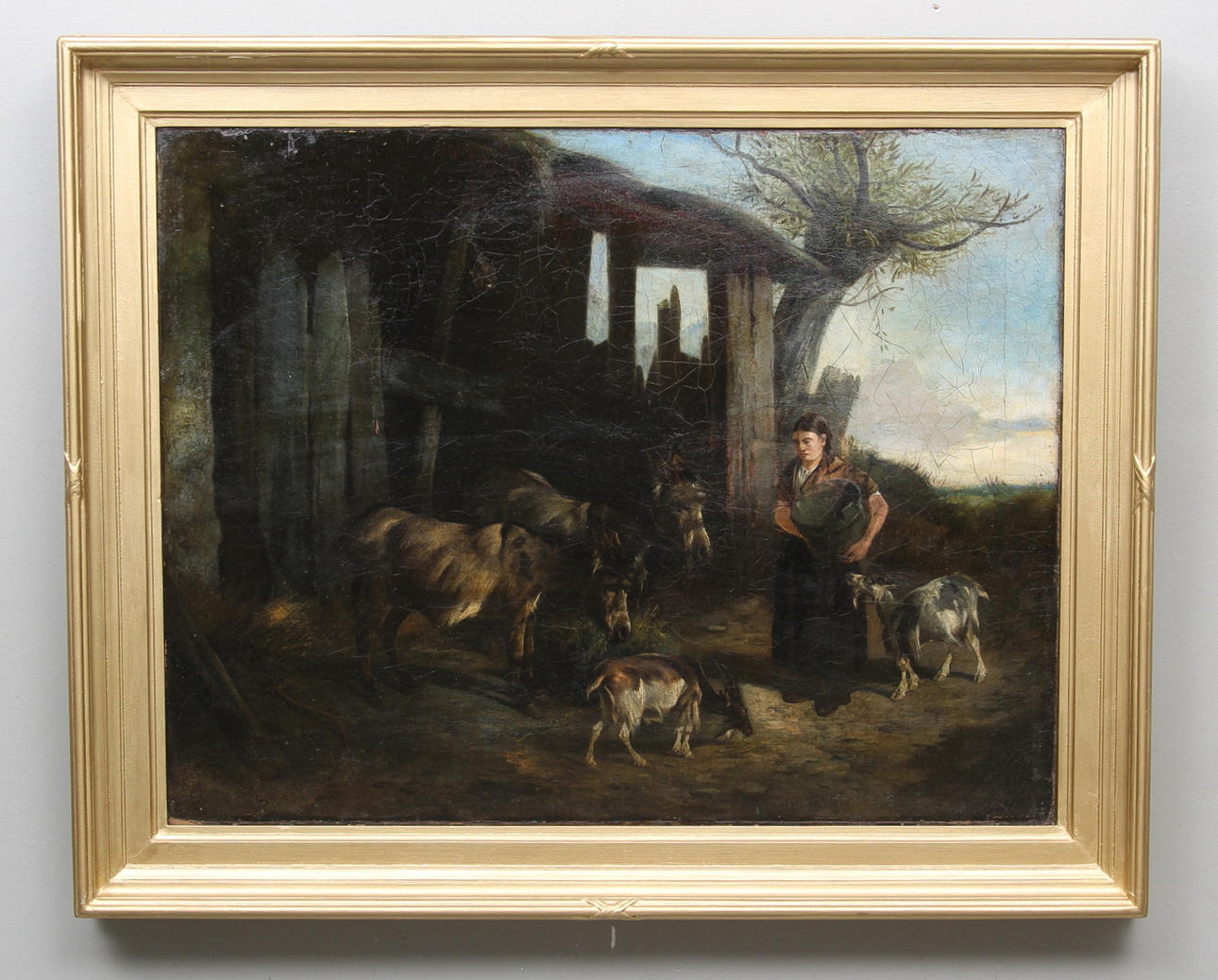 WILLIAM SHAYER. (1811-1892). Djuren utfodras. Olja på duk, dubblerad. Signerad Shayer.