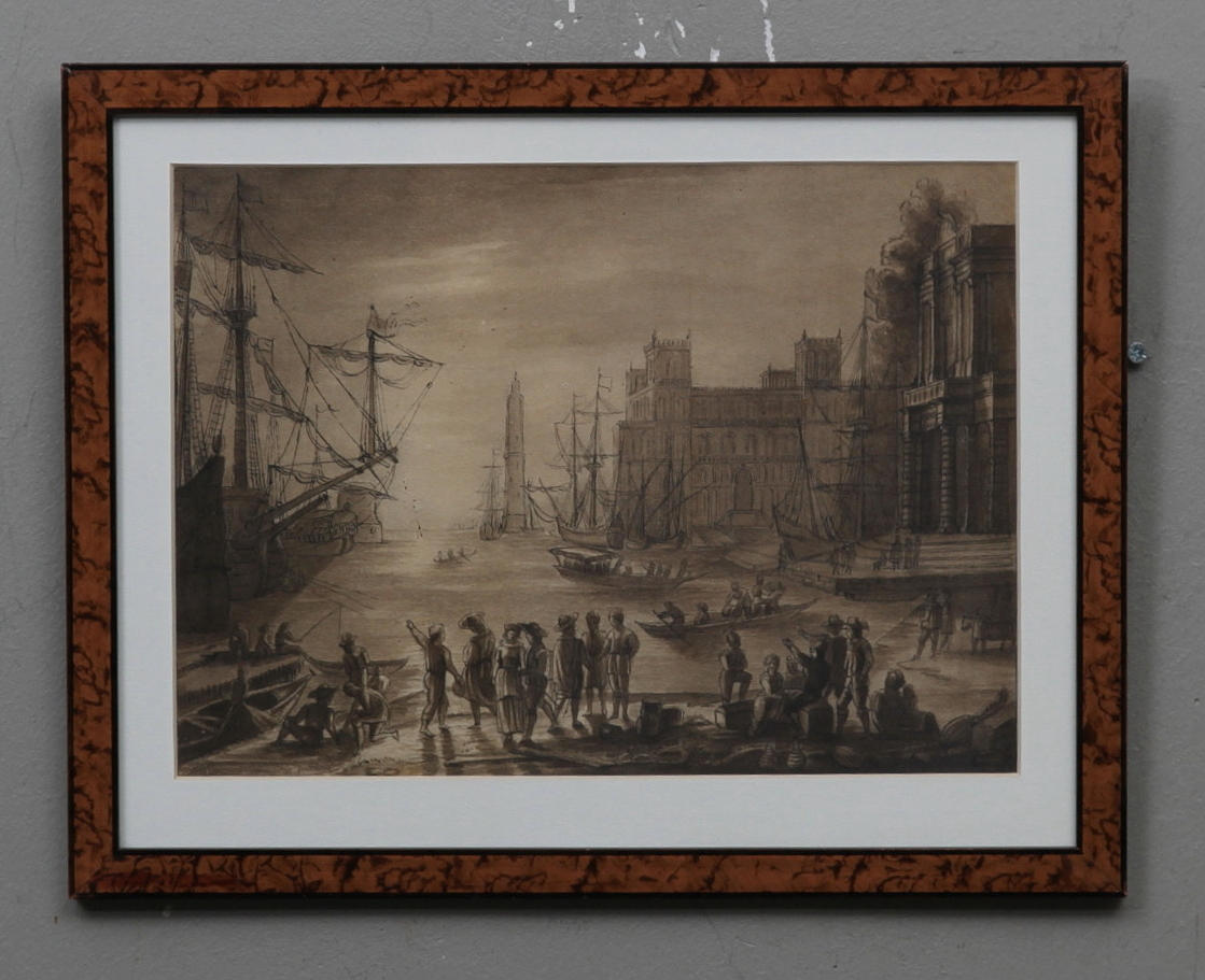 GOTTHARD WERNER. TILLSKRIVEN. 2 st. Motiv från Venedig. 1800-tal. Laveringar. Signerade a tergo G.Werner.