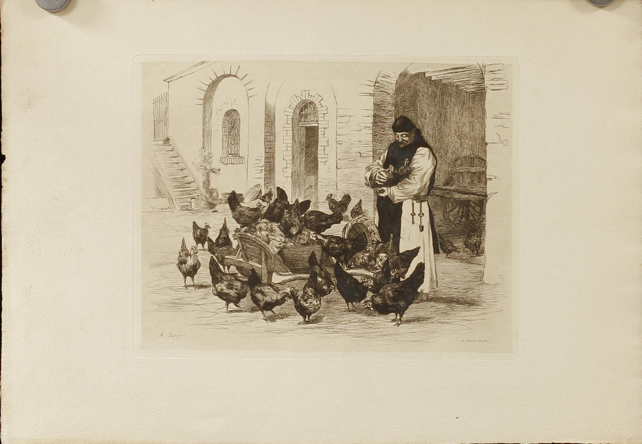 FOLDER WITH ETCHINGS, 10 pcs, "Les Trappistes", Auguste André Lancon.