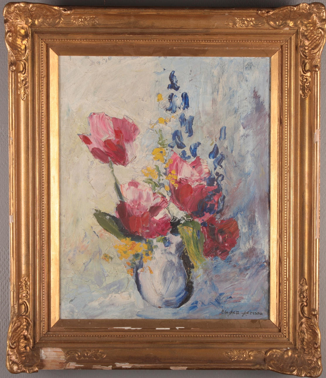 EUGEN PERSSON. oil on canvas, still life, signed.
