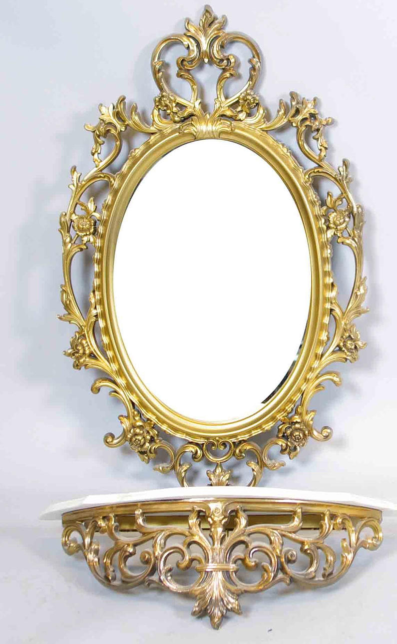 SPEGEL MED KONSOL, plast/marmor, rokokostil.