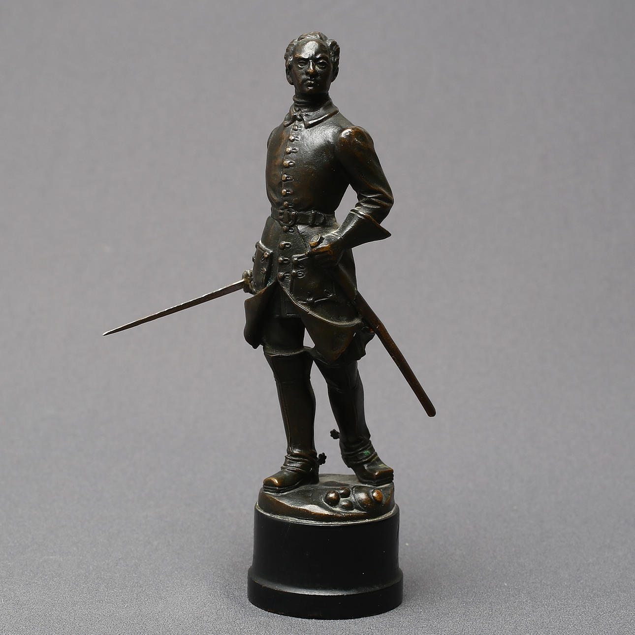 STATUETTE, Bronze, Charles XII, foundry mark Otto Meyer: Fud, 1900s.