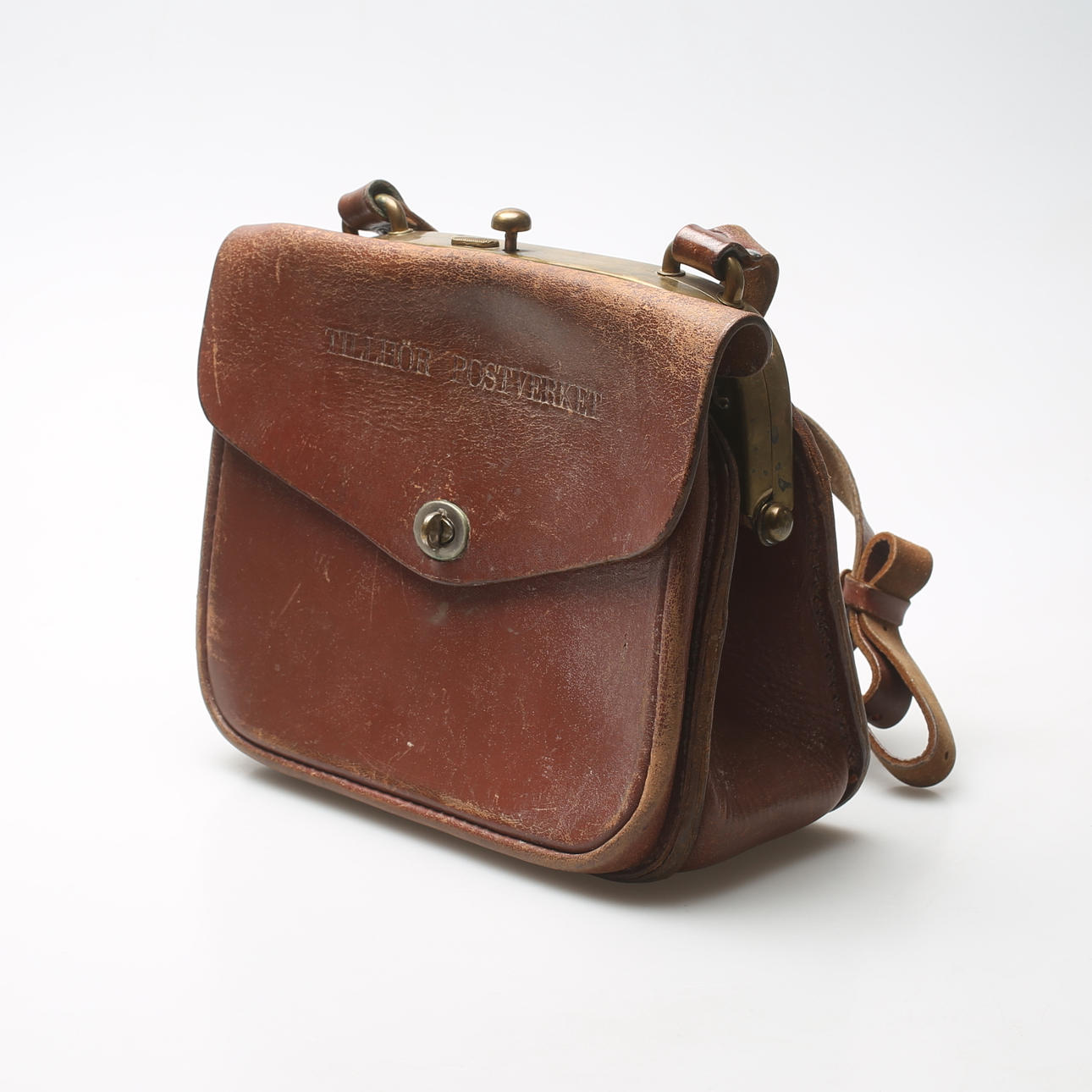 POSTTASCHE, Leder, Mitte 20. Jahrhundert.