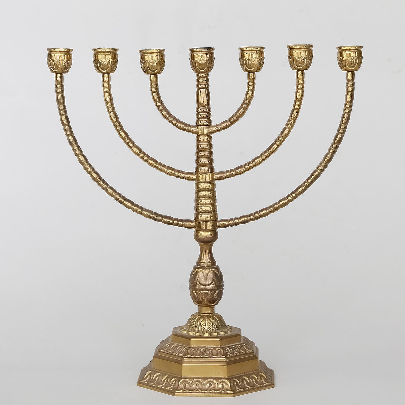CANDELABER, seven-armed, brass/ore, 1900s.
