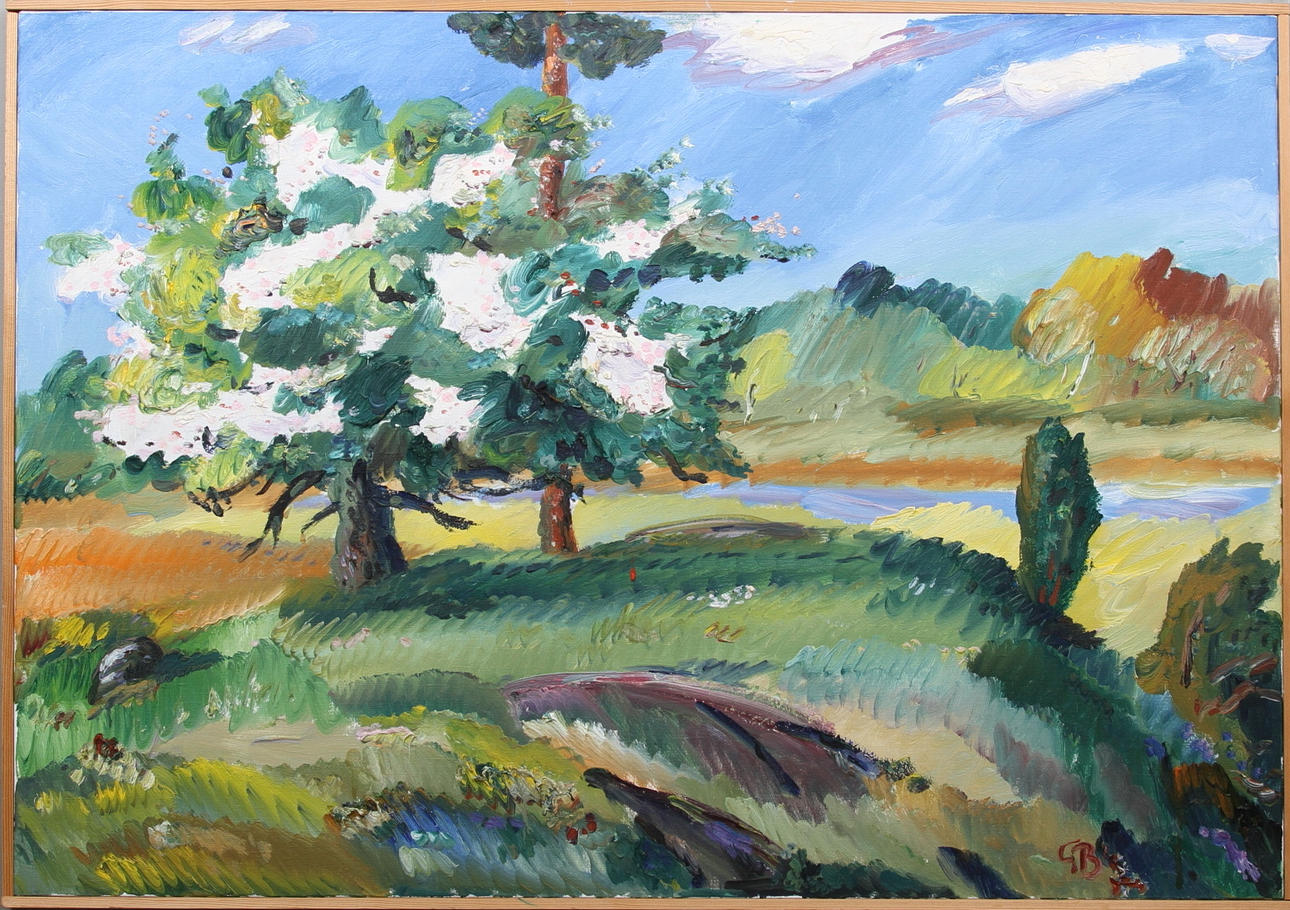 GÖRAN BRUNIUS. "Försommar", olja på duk, signerad.